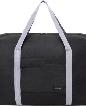 Personal Item Bag for Airlines - Foldable Travel Bag 18x14x8 Small Duffle Bag for Spirit Frontier Weekender Overnight - Black